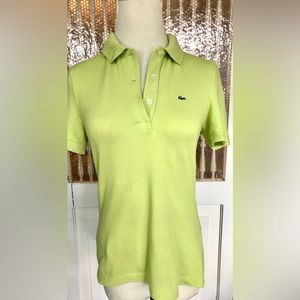 Lacoste chartreuse cotton button down top